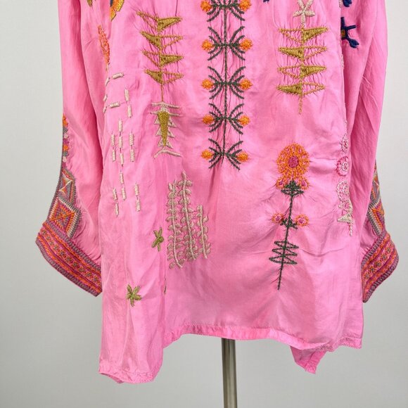 NWOT Johnny Was Butterfly Floral Embroidered Tunic Shirt Blouse Pink Size XL - Picture 4 of 13